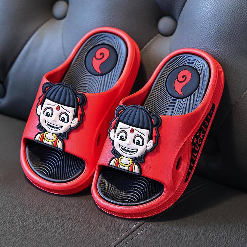 Nezha Kids' Slip-Resistant Cartoon Sandals for Indoor/Outdoor Use