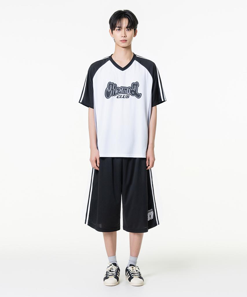 MOZMOZ Sporty Air Mesh Jersey Track Shorts Black
