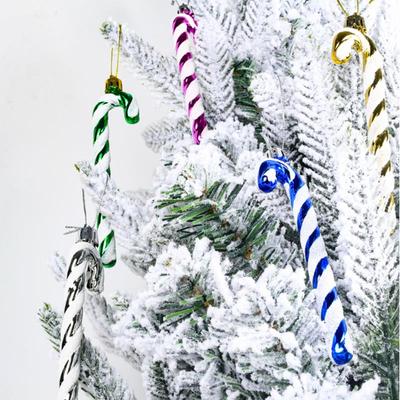 6pcs/box Christmas Cane Ornaments Painted Crutch Xmas Tree Hanging Pendant Festival Decoration Gift  Children Toys Candy Canes