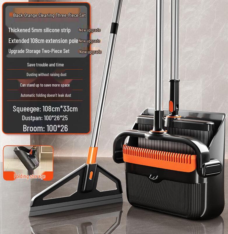 Stainless Steel Silicone Magic Broom & Floor Scraper Set