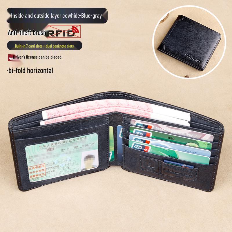 Herren 2025 Neuer Stil Rindsleder Geldbörse mit Geldklammer und Führerscheinfach