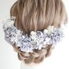 Lomeri and Pearl Hair Ornament W10 Gypsophila, Hydrangea, (Blue)