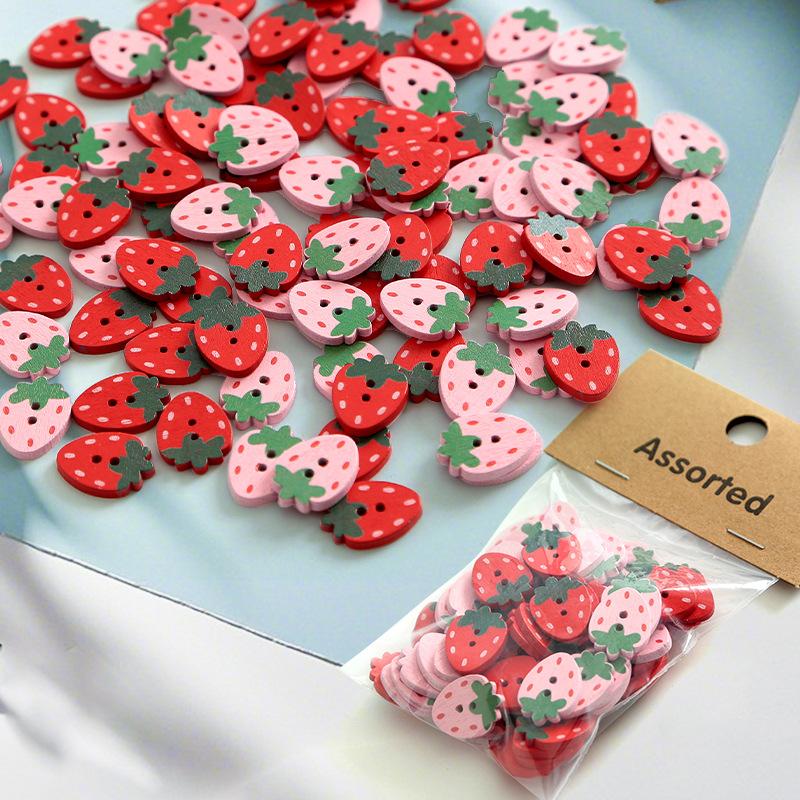 

25Pcs/bag Strawberry Shape Wooden Buttons 2-Hole Cute DIY Apparel Sewing Supplies for Shirts Dresses Sweaters Crafts Buttons