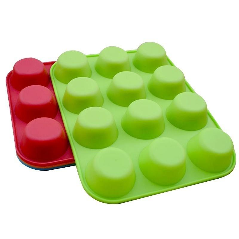 Silicone Muffin Cupcake Baking Pan Home Kitchen Rubber Trays Molds