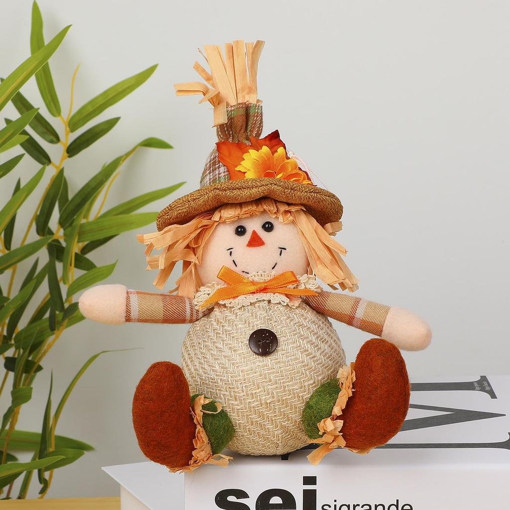 Thanksgiving Harvest Sunflower Scarecrow Plush Doll Decor