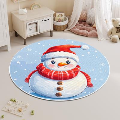 Cartoon Round Imitation Cashmere Carpet Mat Thickened Plush Christmas Atmosphere Children's Room Living Room Bedroom Bed Rug