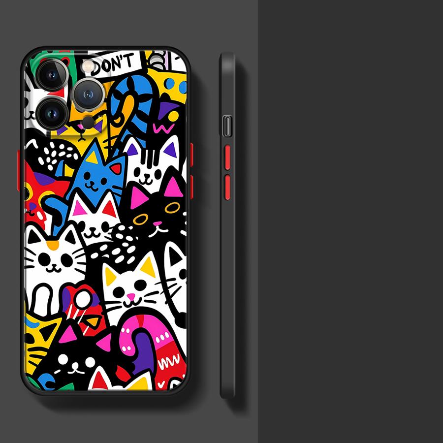 Fashion Monster Graffiti Phone Case for Apple iPhone 15 16 Pro XS Max 16e 13 14 Plus XR SE 7 8 12 11 Pro Plus Matte