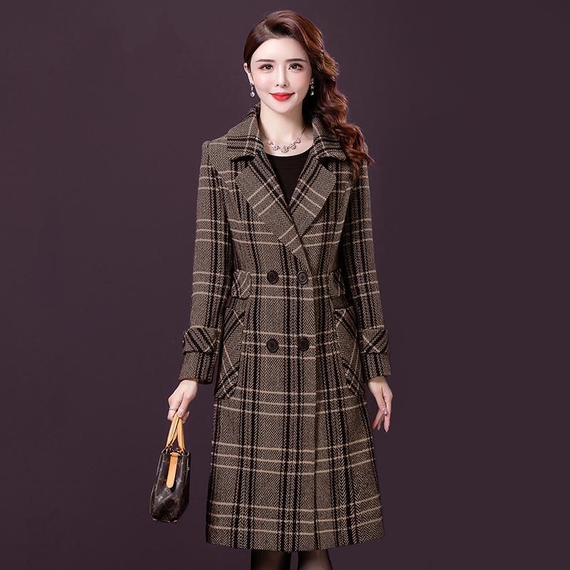 Palton tartan de toamna si iarna de dama