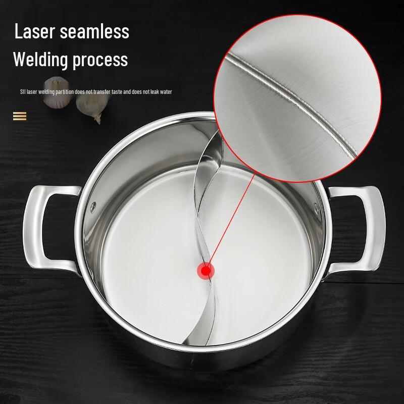 ZISIZ 304 Triple-Layer Stainless Steel Divided Hot Pot