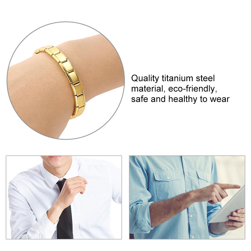 Einfaches Unisex-Armband aus Titanstahl, Schmuck-Armreif für Gesundheitsenergie (Gold)