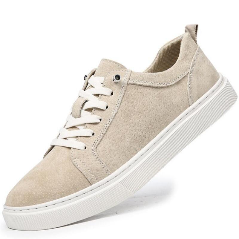 

Легкая мужская обувь на мягкой белой подошве, весенние новые повседневные мужские кеды на толстой подошве из натуральной кожи 44 бежевый