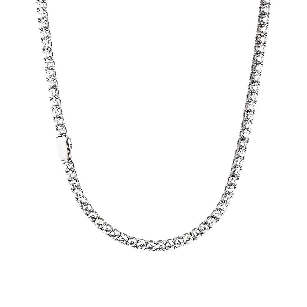 Cross Hot-Selling 316 Stainless Steel Tennis Necklace with Full Zircon, Hip Hop Chain for Trendy Men and Women, Titanium Steel Accessories.