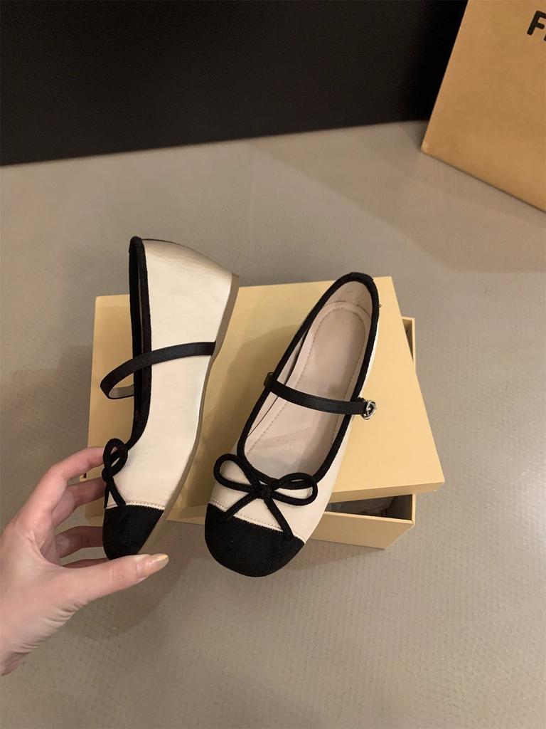 Inner heightened red single shoes women's shoes spring and autumn 2025 new summer French evening breeze Mary Jane ballet shoes