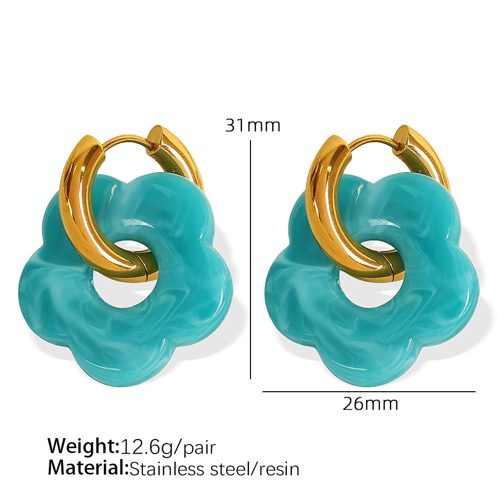 Dopamine Flower Ear Buckle Earrings Titanium Steel Stylish Simple Camellia Earrings Pastoral Jewelry