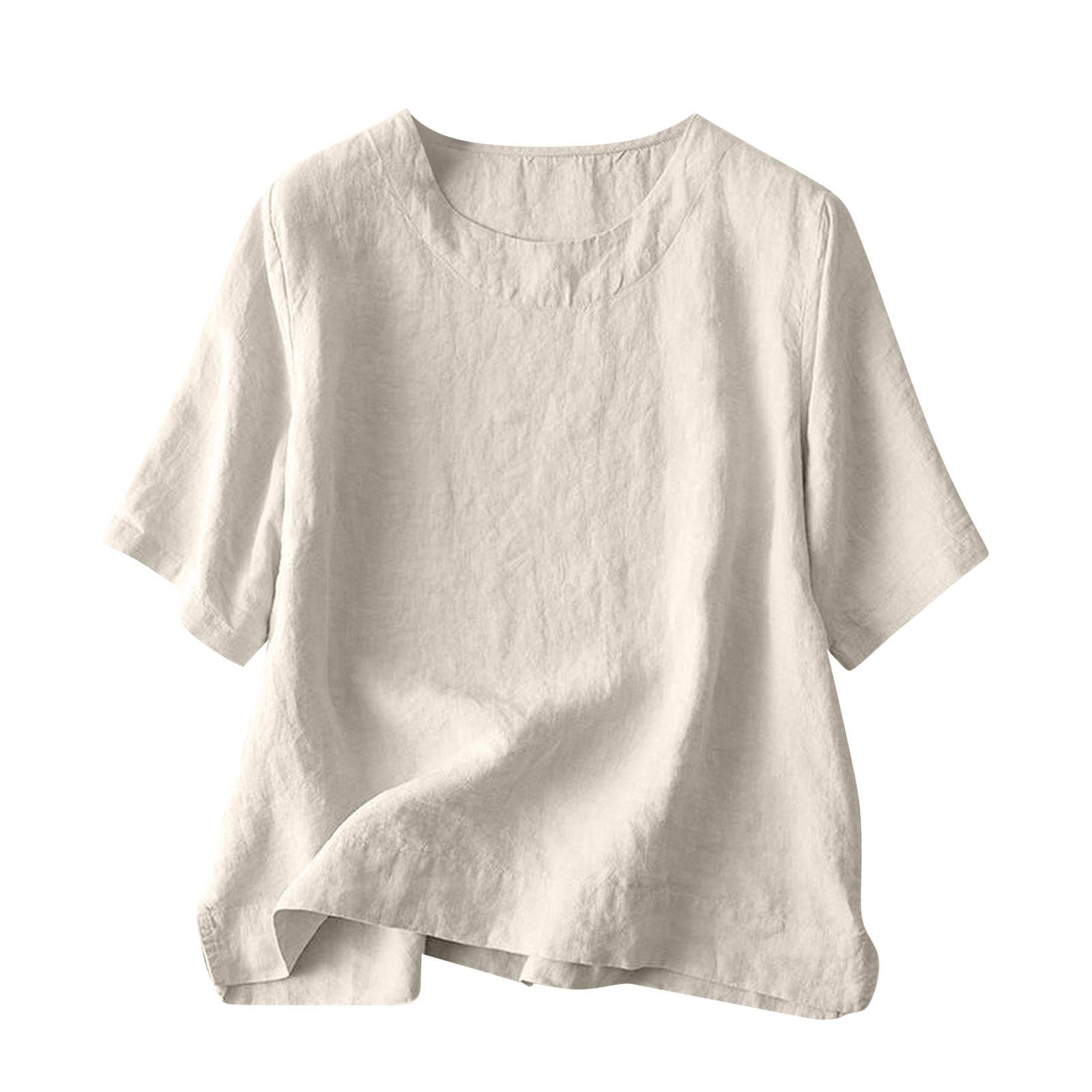 

Women s Loose Fit Vintage Short Sleeve Crewneck Pullover Top L