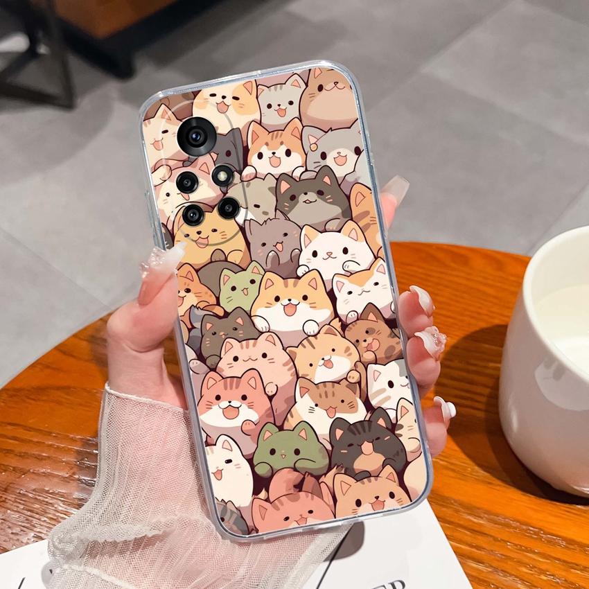 Case For Huawei Nova 8 9 10 11 Pro SE P Smart 2019 2020 Y60 Y70 Cute Black Cat Phone Cover Soft Slim TPU Shockproof Transparent Shell For Huawei Cases