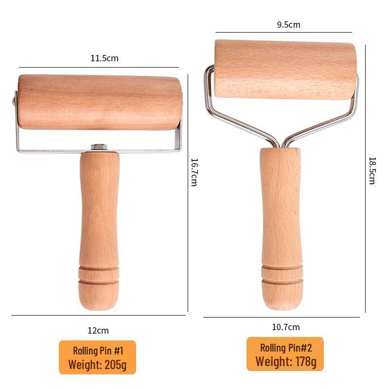 Beech Wood Double-Ended Rolling Pin - Handheld Dumpling Skin Roller and Baking Tool