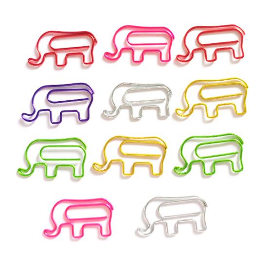 10Pcs Christmas Paper Clips Colorful Elephant Design Non-bending Paper Clips Office School Desk Organizing Cards Document Fasteners