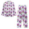 Women's 2 Piece Printed Suit Long Sleeve Button Up Top Wide Leg Pants Suit Set Pajamas Home Casual Suit