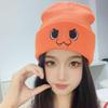 New men's and women's woolen hats with animal cartoon sawtooth flying pig embroidery, knitted hats for autumn and winter, warm student hats