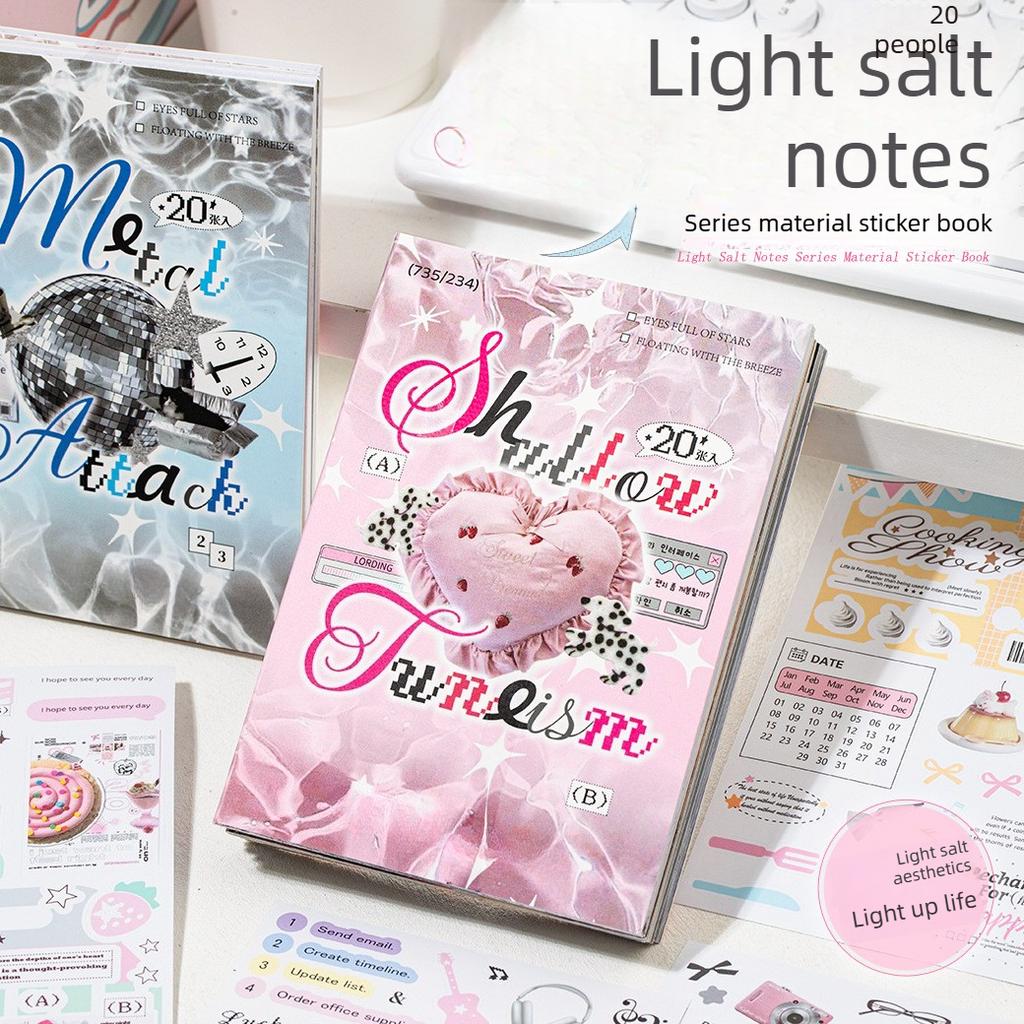 20-Pack Stationery Sticker Book Light Salt Notebook Series Versatile Decorative Stickers for Student Diaries