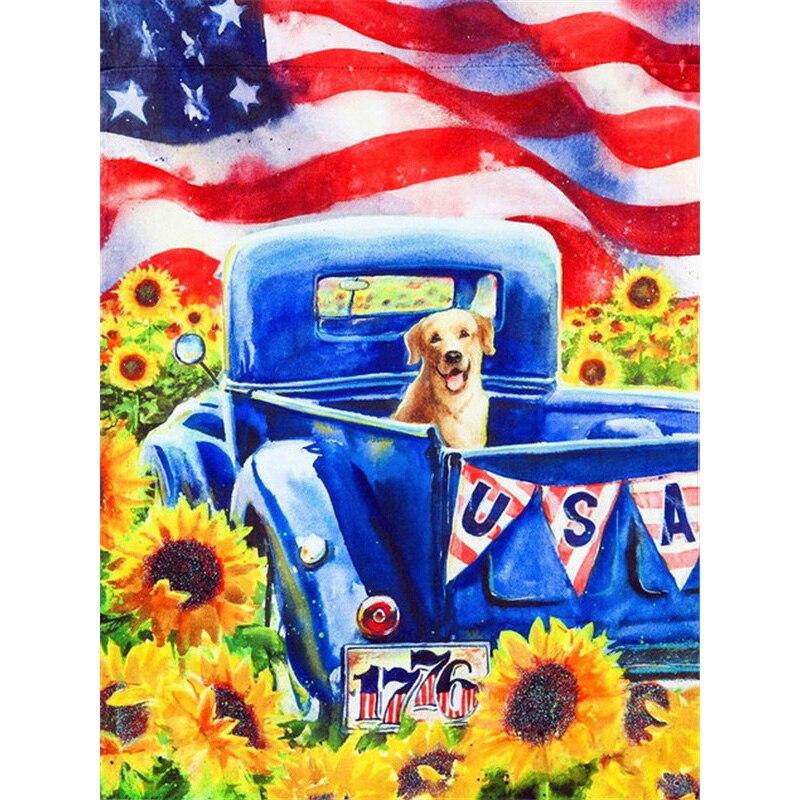 New 5D DIY Diamond Painting Flag Diamond Embroidery Flowers Scenery Cross Stitch Full Round Drill Home Decor Manual Gift