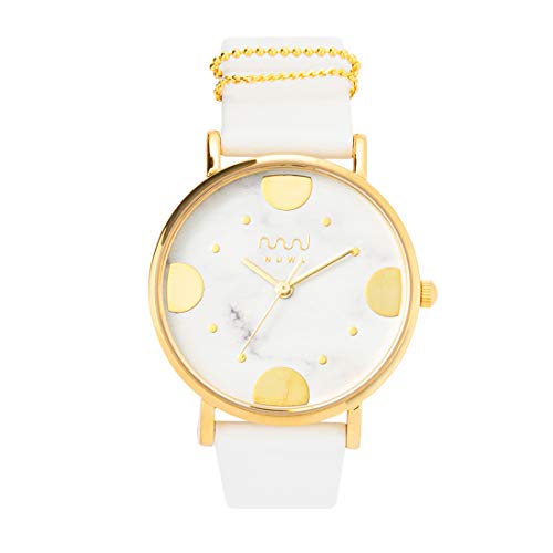 

Women s white marble-patterned waterproof watch, 33mm, gold, popular brand NUWL CROCE DOT STONEWHITE