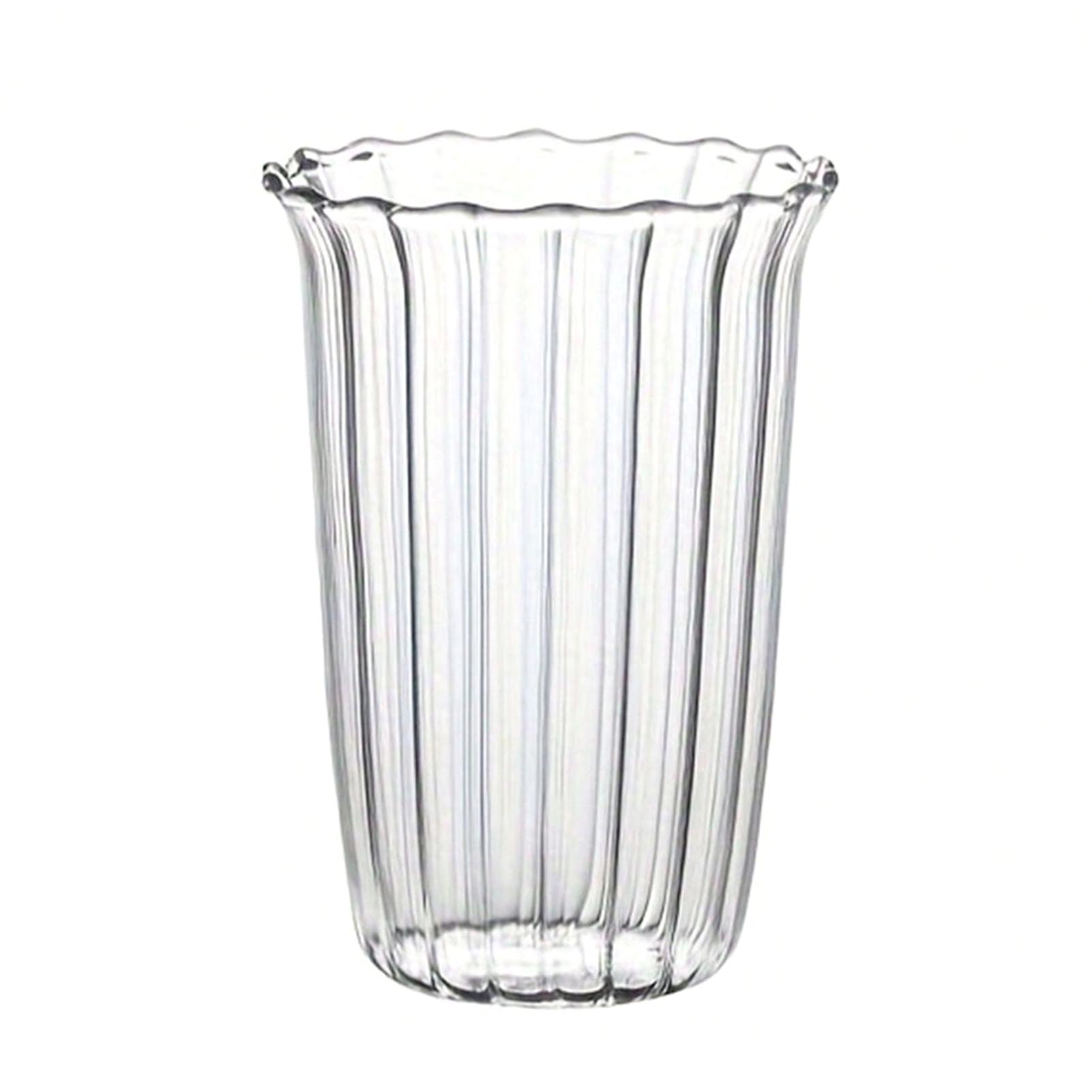 

Transparent Glass Striped Cup Easy to Clean Vintage Cocktail Latte Mugs Suitable for Ice Cream Milkshakes Vertical Stripes