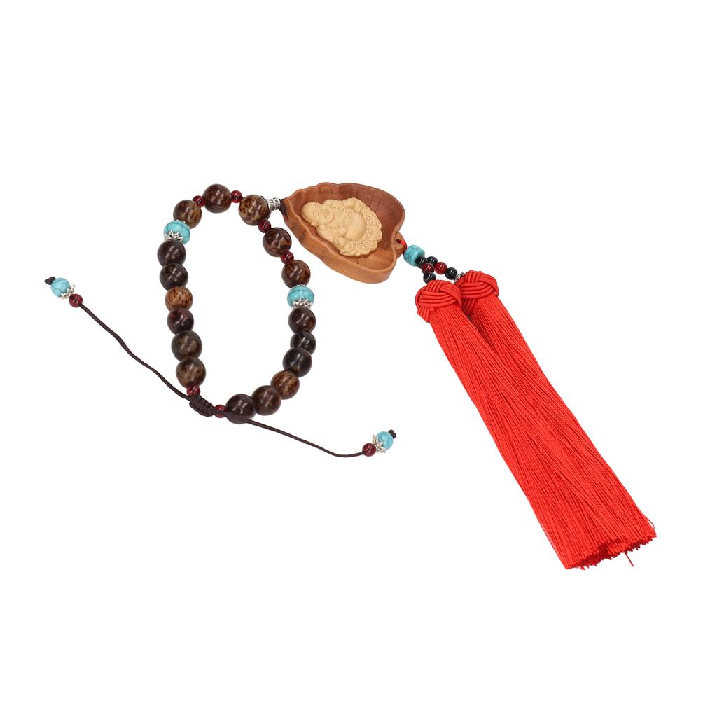 Buddhist Car Pendant Double Tassel Design Boxwood Buddha Decor Safe Auspicious Pendant for Cars