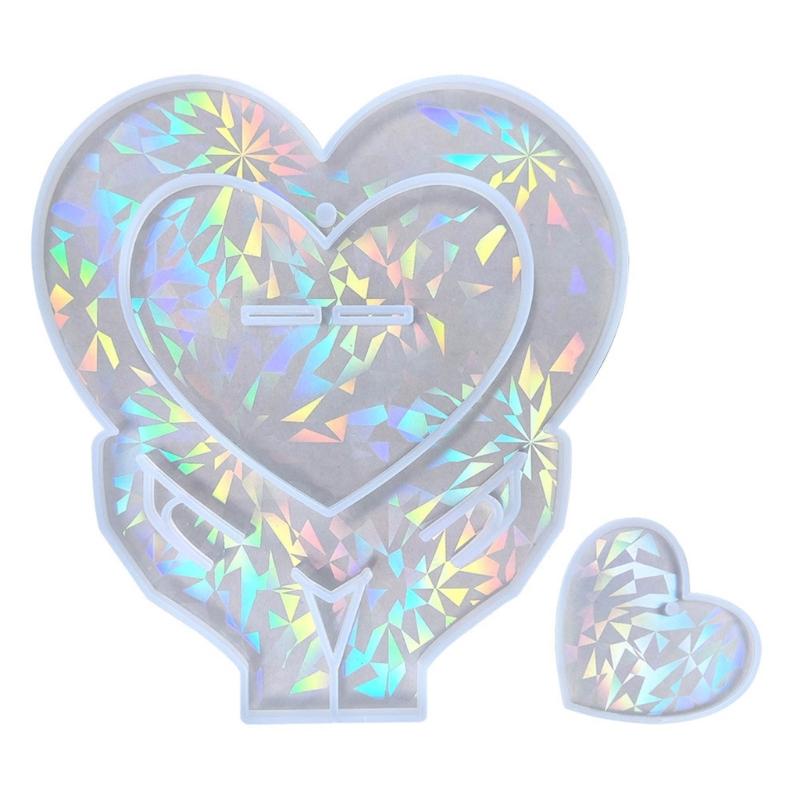 

Holographic Heart Silicone Mold Epoxy Resin Mold Table Ornament Making Tool for Making Craft Decorations Easy to Clean белый