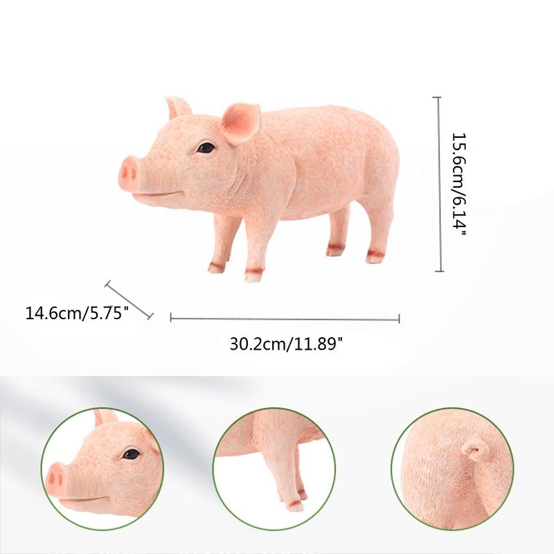 Simulated Animal Pig Figurine Parent-child Farm Toy Plastic Ornament Children's Toy Model Landscape Garden Home Ornament