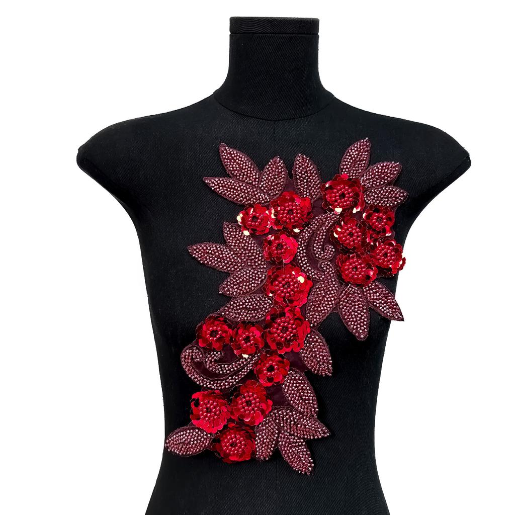 Mesh Sequin Nail Diamond Bead Embroidery Sewing Single Flower Collar Diy Decoration With Clothing Accessories Collar