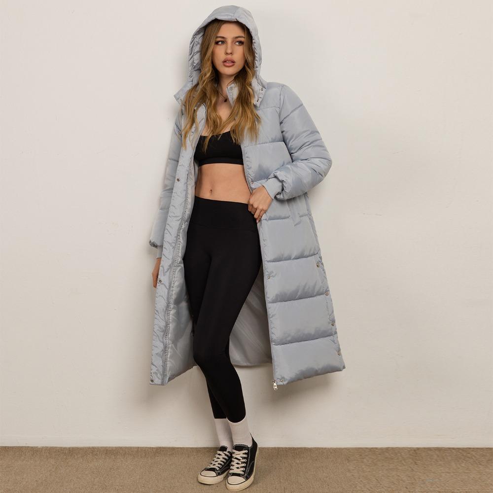 Women's Hooded Long Sleeve Raglan Sleeve Coat Regular Fit Casual Puffer Jacket for Winter Wear