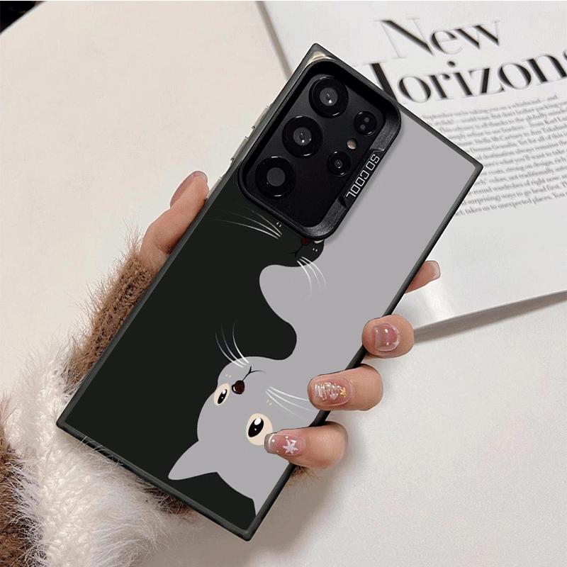Black Cat Cartoon Cute Shockproof Phone Case for Samsung Galaxy S26 Edge S25 Ultra S24 FE S23 Plus S21 Cover Anti Fall Fundas