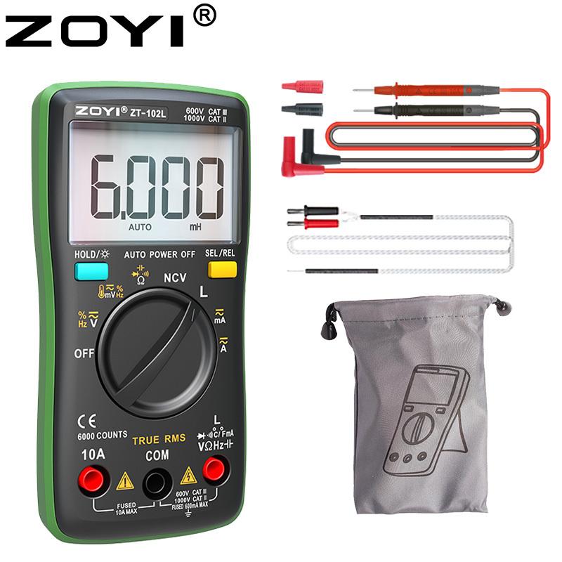 ZOYI 102L High Precision Inductance Meter & Multimeter Tester, True RMS, 6000 Counts, 60H, AC/DC Current/Voltage Tester