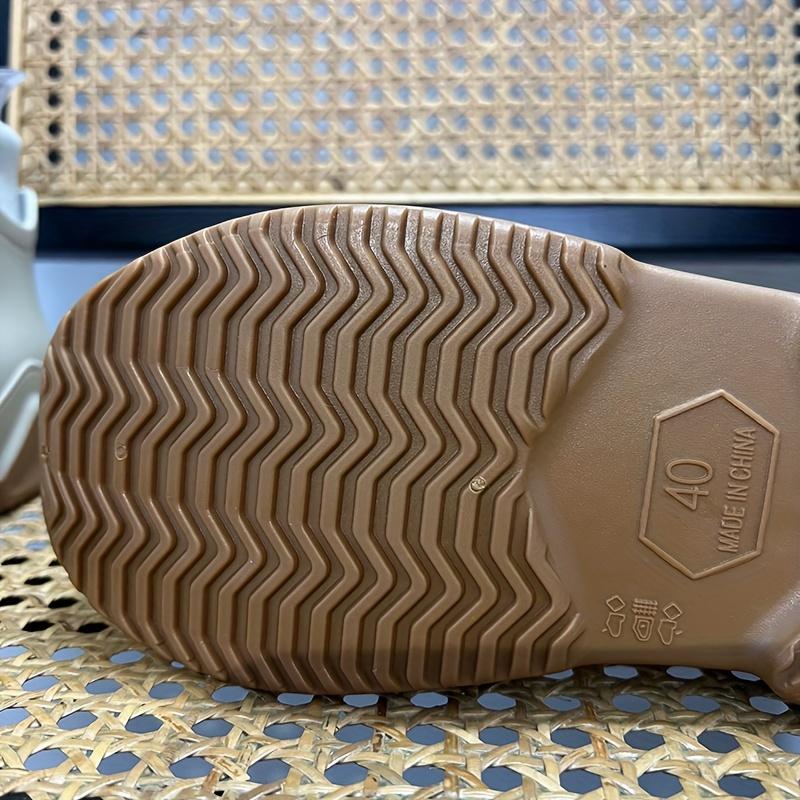 Γυναικείες Άνετες Αδιάβροχες Μπότες με Φλις Επένδυση, Μποτάκια Αστραγάλου με Χοντρή Σόλα, Ανοιχτό Μπεζ PVC Επάνω Μέρος & Λευκή Φλις Εσωτερική Επένδυση, Casual Παπούτσια Κήπου, Αδιάβροχες Μπότες