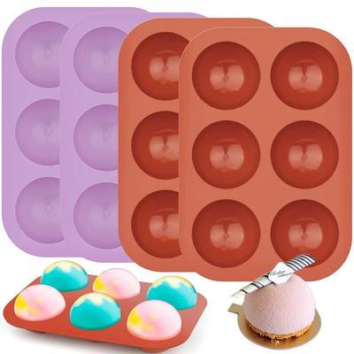 Circle Mold Chocolate 6-Cavity Semi Sphere Silicone Molds Half Sphere Baking Molds Bpa Free And Non-Stick Cylinder Cookie Mould