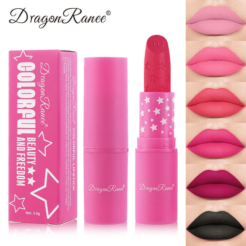 Rossetto Opaco Vellutato Rosso Rosa Impermeabile 9 Colori Idratante Lunga Durata Stelle Non Facile da Sbiadire Tinta Labbra Nude Rossetto Nero