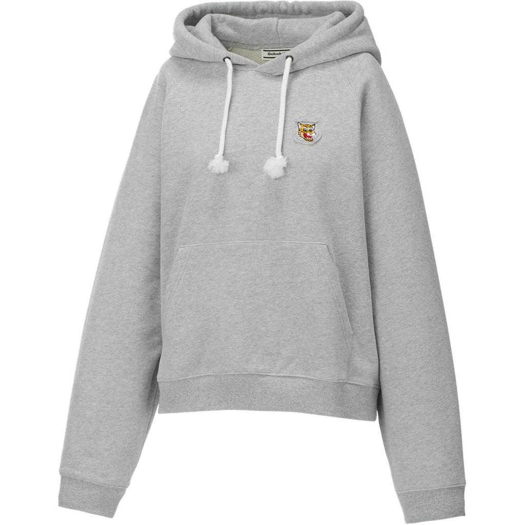 Onitsuka Tiger Solid Logo Hooded Long Sleeve Sweatshirt Women sweatshirt Gray 2182B265-020