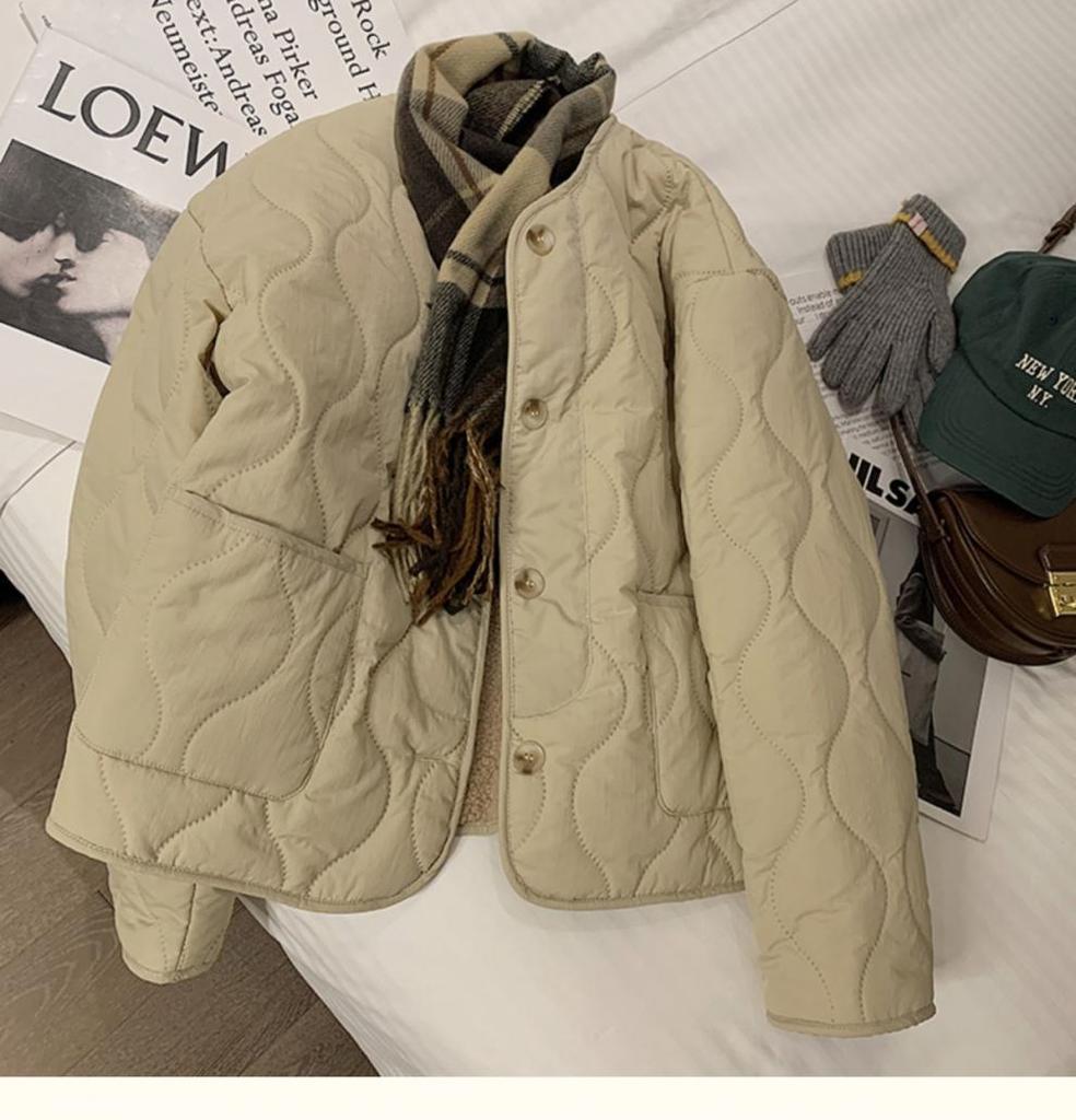 Women's Pink Lambswool Cotton Winter Coat 2022 - Korean Style Thickened Round Neck Jacket