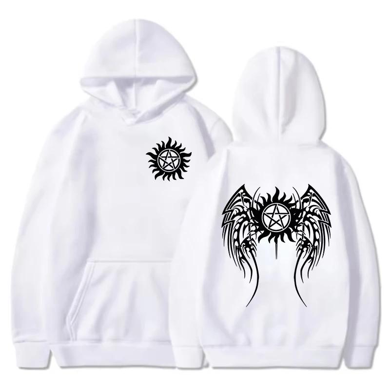 Autumn and Winter New Fashionable Hoodie Fun Supernatural Crow Wings Printed Harajuku Men's and Women's Long Sleeve Warm Hoodie