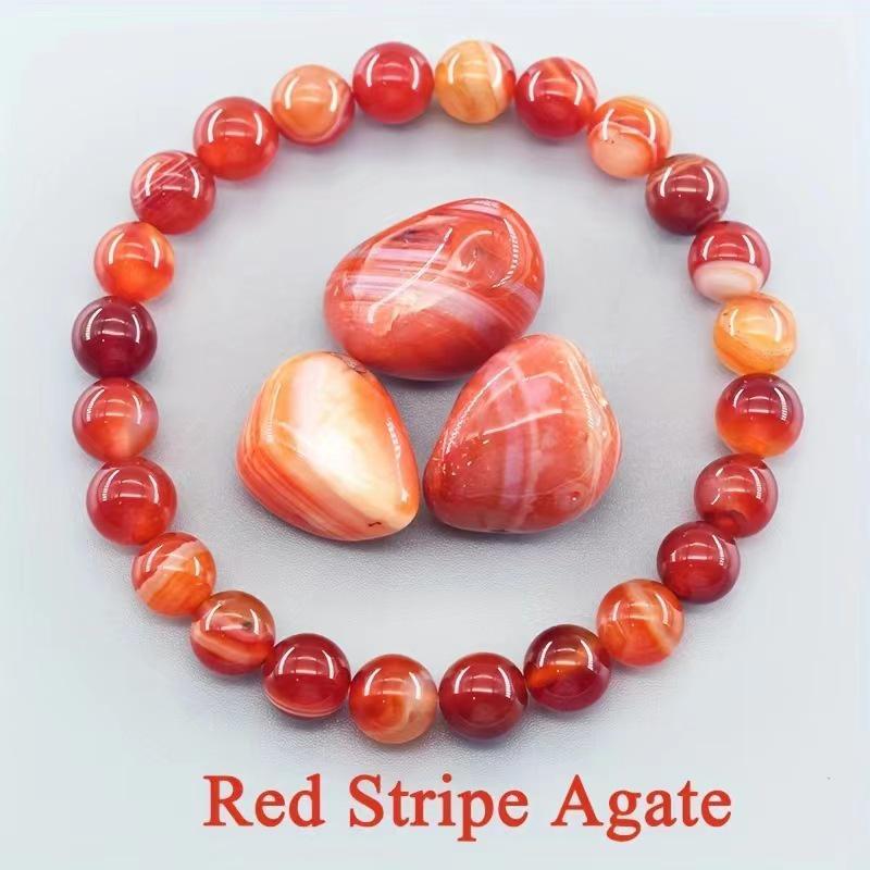 8mm Rose Natural Stone & Tiger Eye Crystal Elastic Unisex Bracelet
