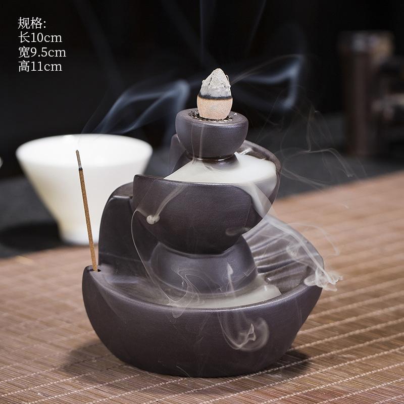 YXY Backflow Incense Burner Both Sides Converge Ceramic Crafts 2025 Newest Stick Incense Holder Zen Living Room Decorations