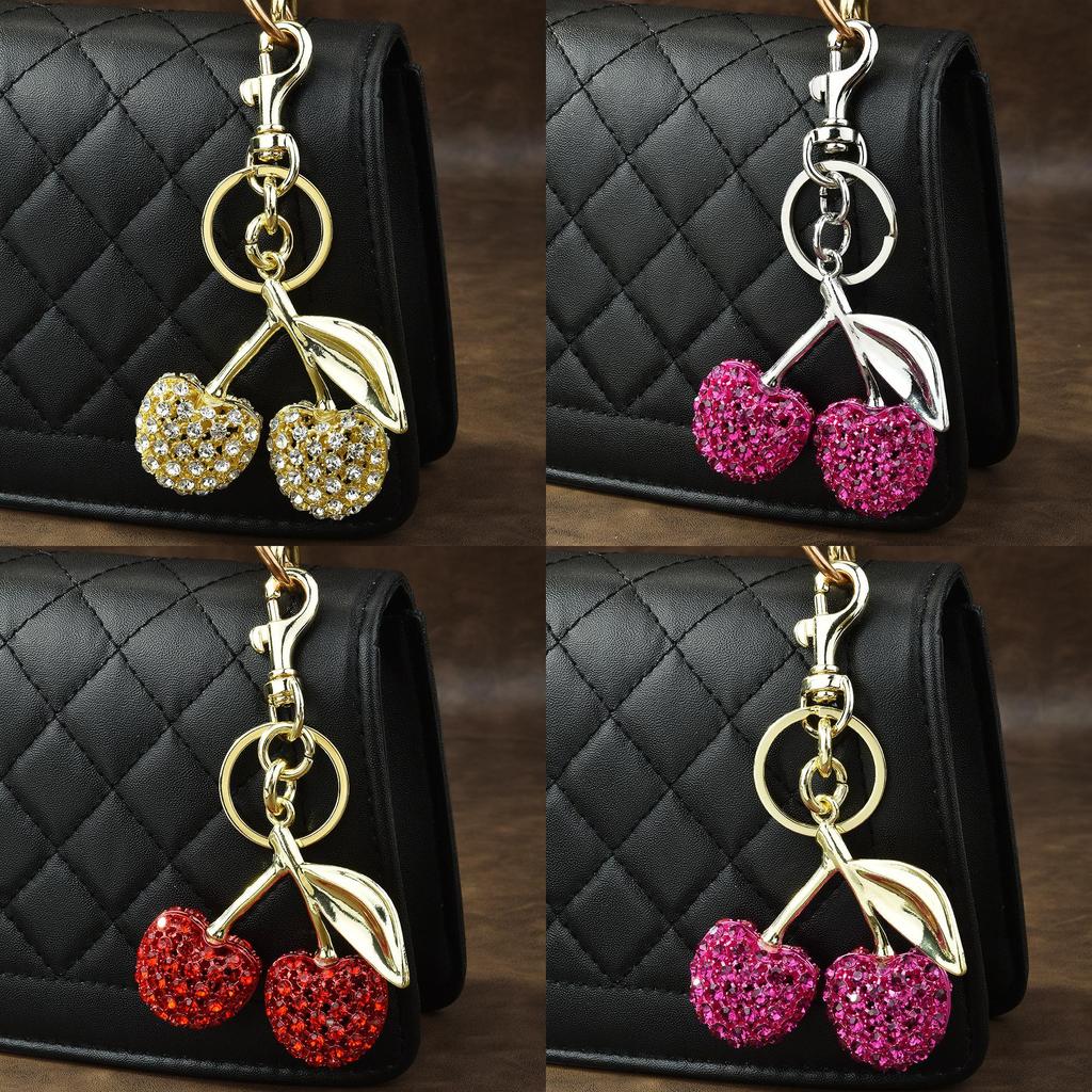 Cherry Keychain Jewelry Gift For Women With Diamond Embellishments For Fashion Accessories