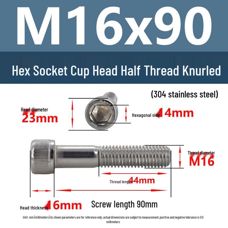 304 Stainless Steel Hex Socket Screws M4-M20, Cylindrical Head, Partial Thread Bolts