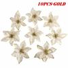 10 Pcs Simulation Christmas Flowers 3 Layer Christmas Tree Wreath Decoration Pendant For Home Garden Decor Gold Silver Red