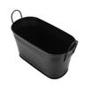 Firewood Bucket, Black Oval Metal Log Carrier with Sturdy Handles, for Indoor and Outdoor Firewood Storage, Garden Planting
