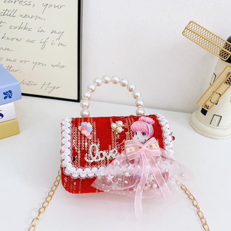 Lightweight Pearl Charming Shoulder Bag For Girls Featuring Cute Princess Design
