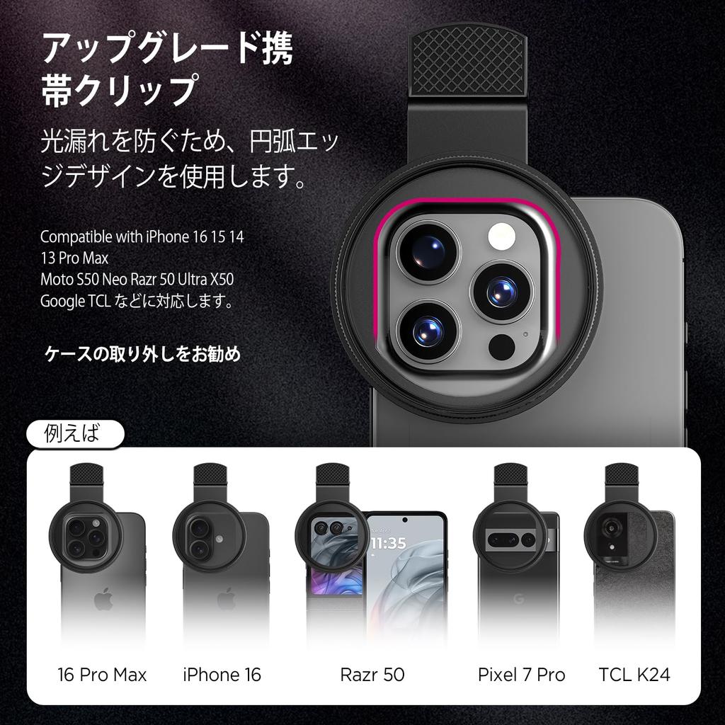 ALILUSSO Filter with Smartphone 52mm Neutral Density Compatible with and Light Reduction Smartphone Camera Lens ND2-ND400 Clip, Filter, iPhone, Sharp,