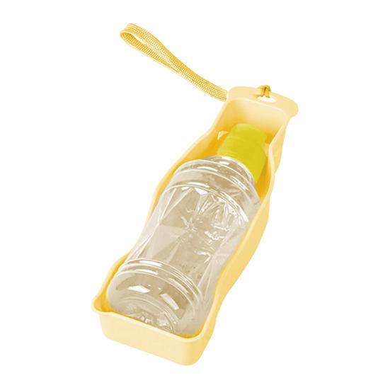 

220 мл Кормушка для воды для питомцев Герметичная Портативная конструкция Съемный шнурок Бутылка для воды с диспенсером для пакетов для экскрементов Аксессуар для питомцев жёлтый